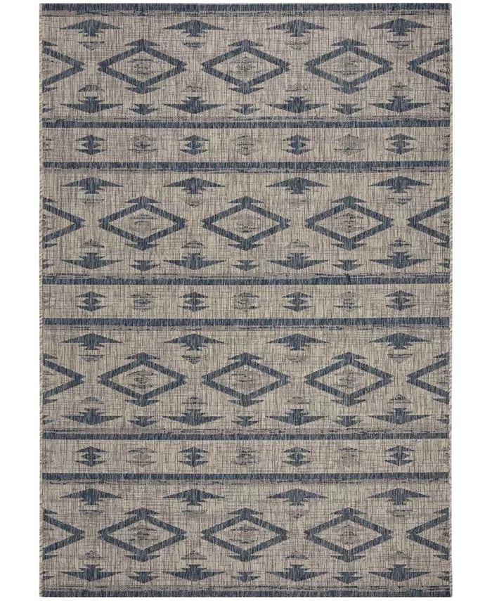 Safavieh Courtyard CY8863 Gray and Navy 5'3 x 7'7 Outdoor Area Rug