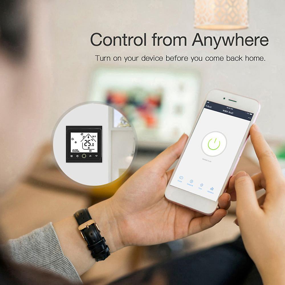 Black Wifi Wi-fi Smart Thermostat Temperature Controller App Control 5a Compatible With Alexa / Google Home Water / Gas Boiler Thermostats For Home --
