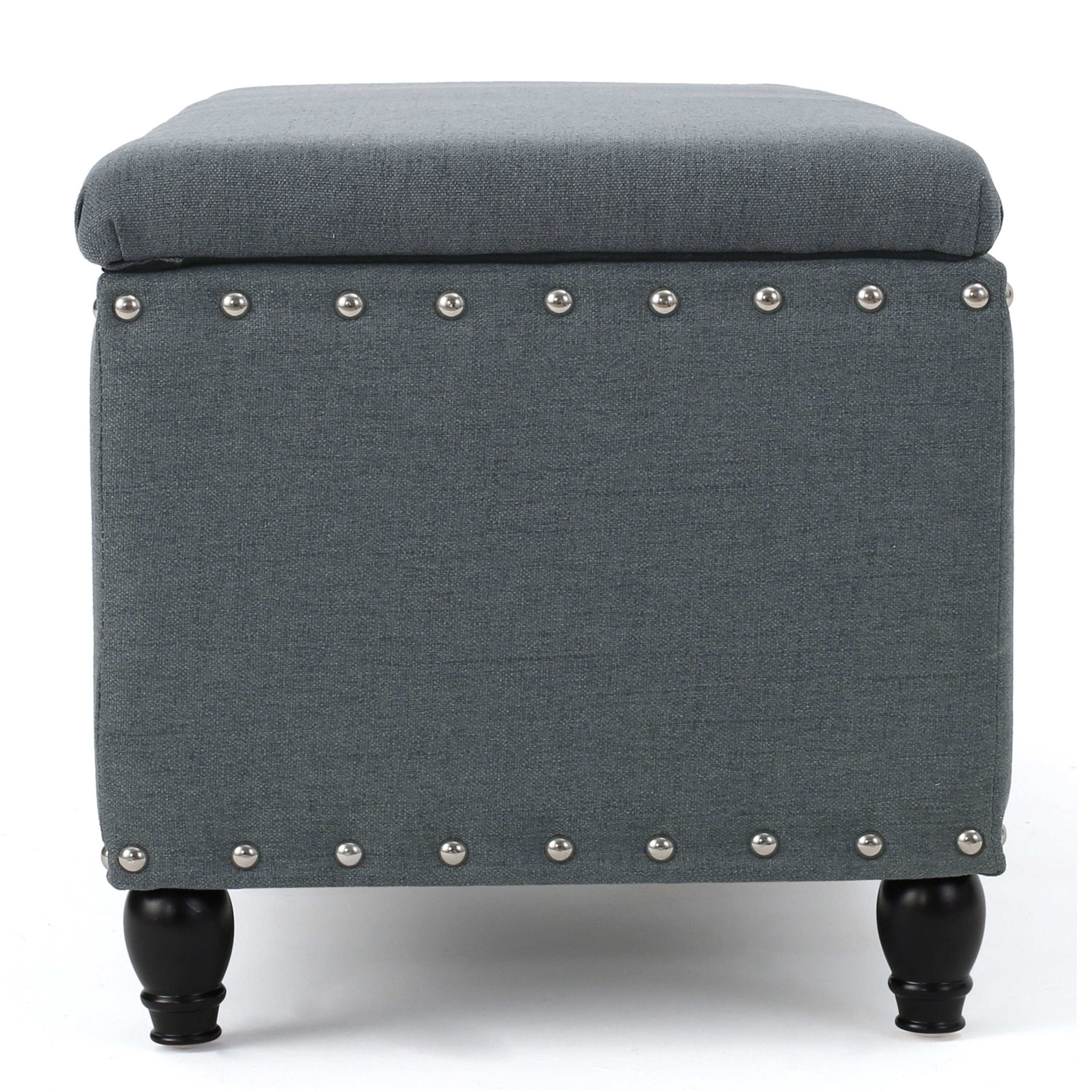 Tatiana Contemporary Fabric Storage Ottoman with Nailhead Trim