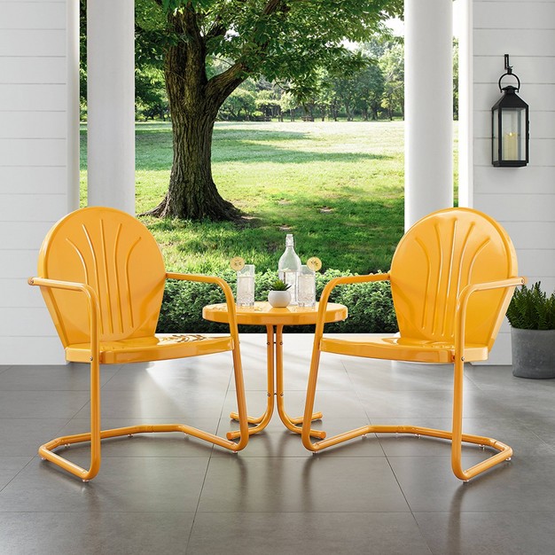 Griffith 3pc Outdoor Conversation Set Tangerine Crosley