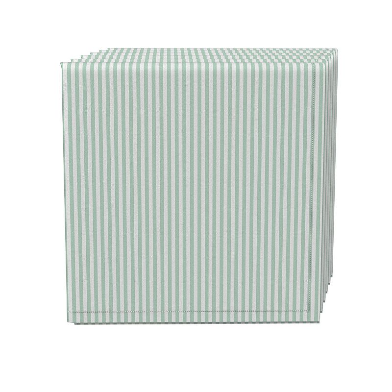 Napkin Set， 100% Polyester， Set of 4， 18x18， Pinstripes， Celadon and White