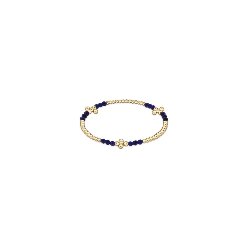 Enewton Designer  Signature Cross Gold Bliss Pattern 2.5mm Bead Bracelet in Lapis