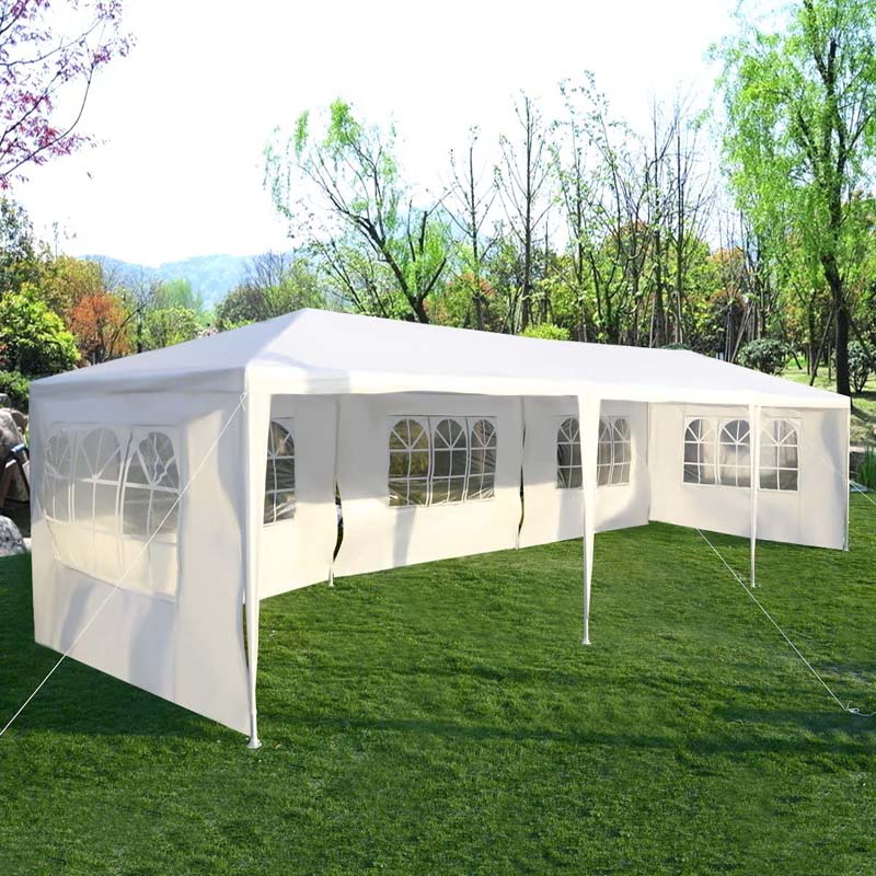 10 x 30 FT Outdoor Gazebo Canopy Tent Party Wedding Event Tent with 5 Removable Sidewalls