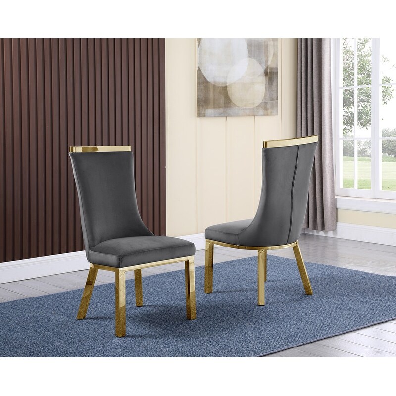 Best Quality Furniture Gold Colored Stainless Steel Dining Chairs (Set of 2)