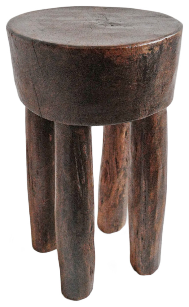 Consigned Ivory Coast Wood Stool 19   Rustic   Accent And Garden Stools   by Design Mix Furniture  Houzz