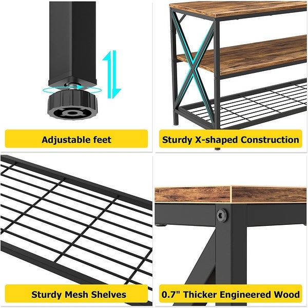 TV Stand for TV up to 65 Inch， Industrial Entertainment Center Stand for Living Room Bedroom， Sturdy Wood TV Console Table