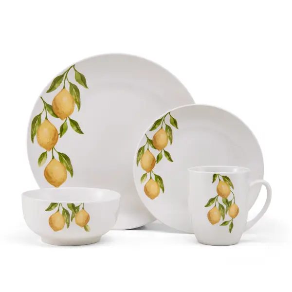 Studio Nova 16-Piece Countryside Lemons Porcelain Dinnerware Set