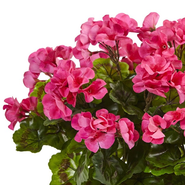 Silk Geranium In Rectangular Planter Pink Nearly Natural