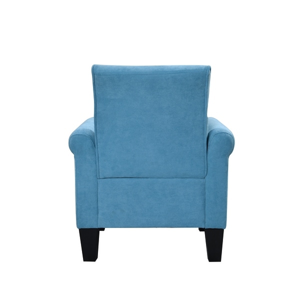 High Quality Fabric Accent Chairs， Sleek Lounge Chairs Comfy Sofa Chair， PU Leather Flared Armchair for Livingroom， Light Blue