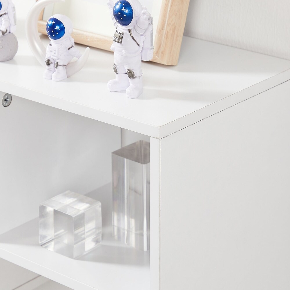 VECELO  Widened Version，(Set of 2)2 Tier Five Open Cube Wooden Bookcase Organizer  Bookshelf