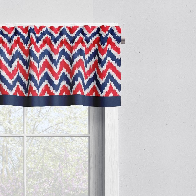 Bacati Mixnmatch Blue red Chevron Zigzag Window Valance