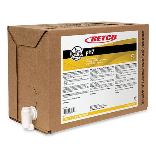 Betco pH7 Floor Cleaner | Lemon Scent， 5 gal Bag-in-Box， 4