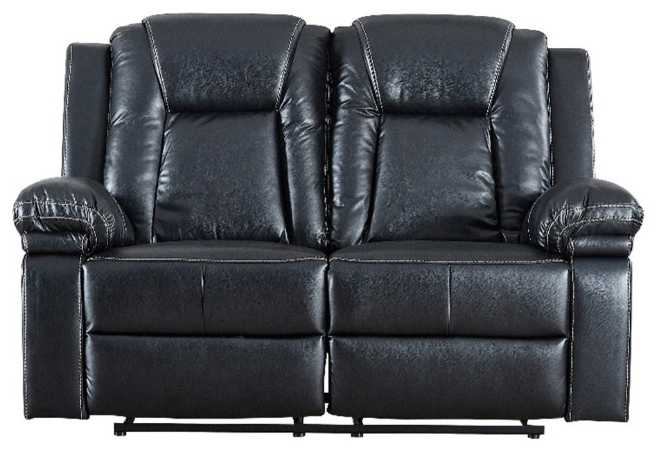 Legend Vansen Modern Air Faux Leather Recliner Loveseat in Black   Contemporary   Loveseats   by Homesquare  Houzz