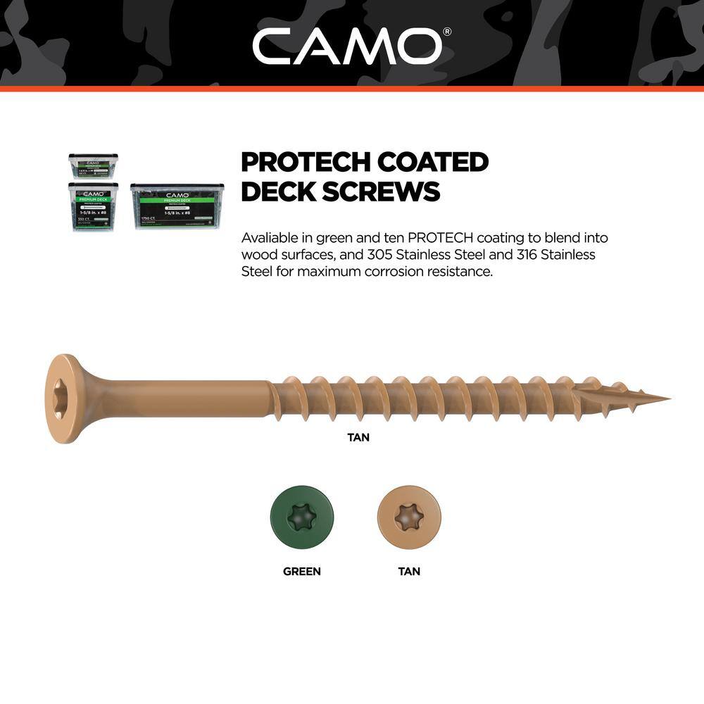 CAMO 4 in. #10 ProTech Tan Premium Star Drive Bugle-Head Deck Screws (50-Count) 0356200