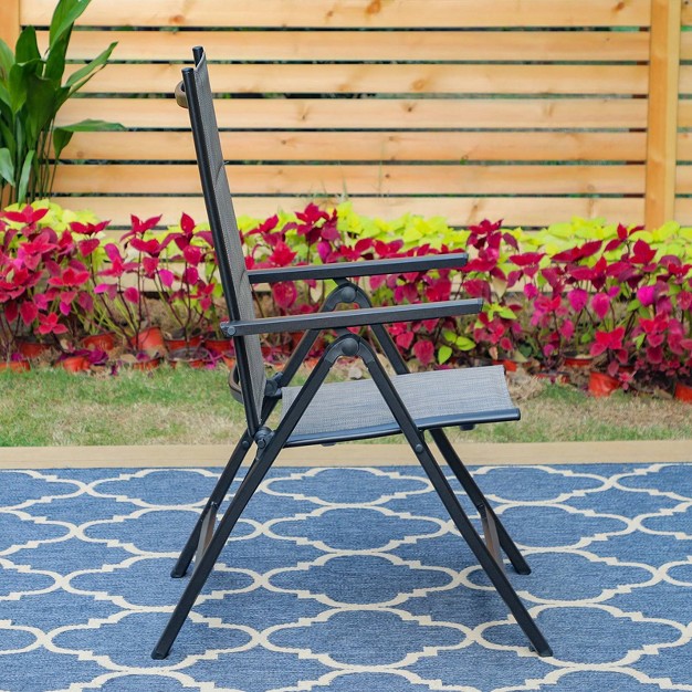 2pk Outdoor Padded Textilene Dining Chairs With Aluminum Frame Captiva Designs