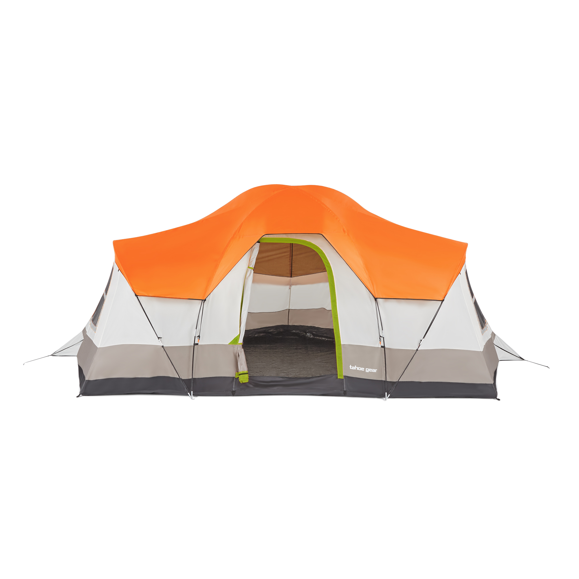 Tahoe Gear Olympia 10 Person 3 Season Outdoor Camping Tent， Orange and Green