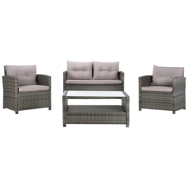 Vellor 4 Piece Patio Outdoor Living Set Safavieh