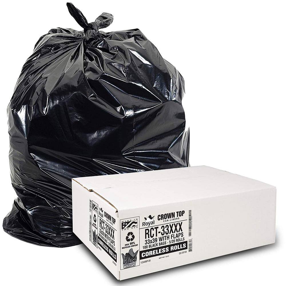 33 Gallon Black Low Density EZ Tie Closure Trash Bag (100-Count) RCT-33XXX