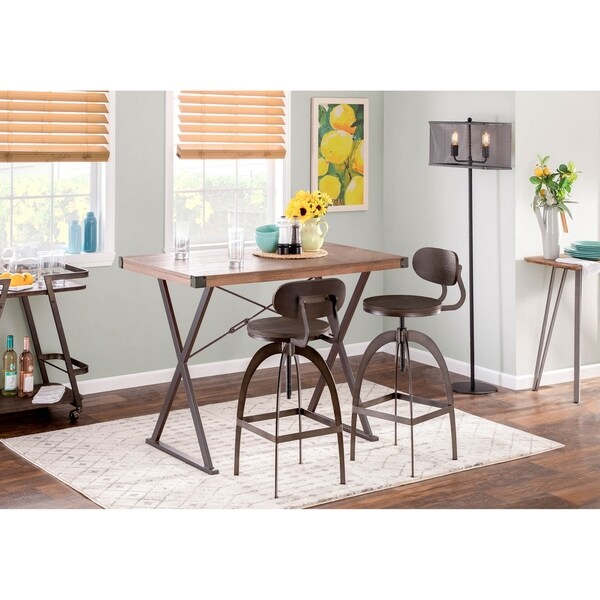 Carbon Loft Goddard Industrial Metal and Wood Mid-back Bar Stool