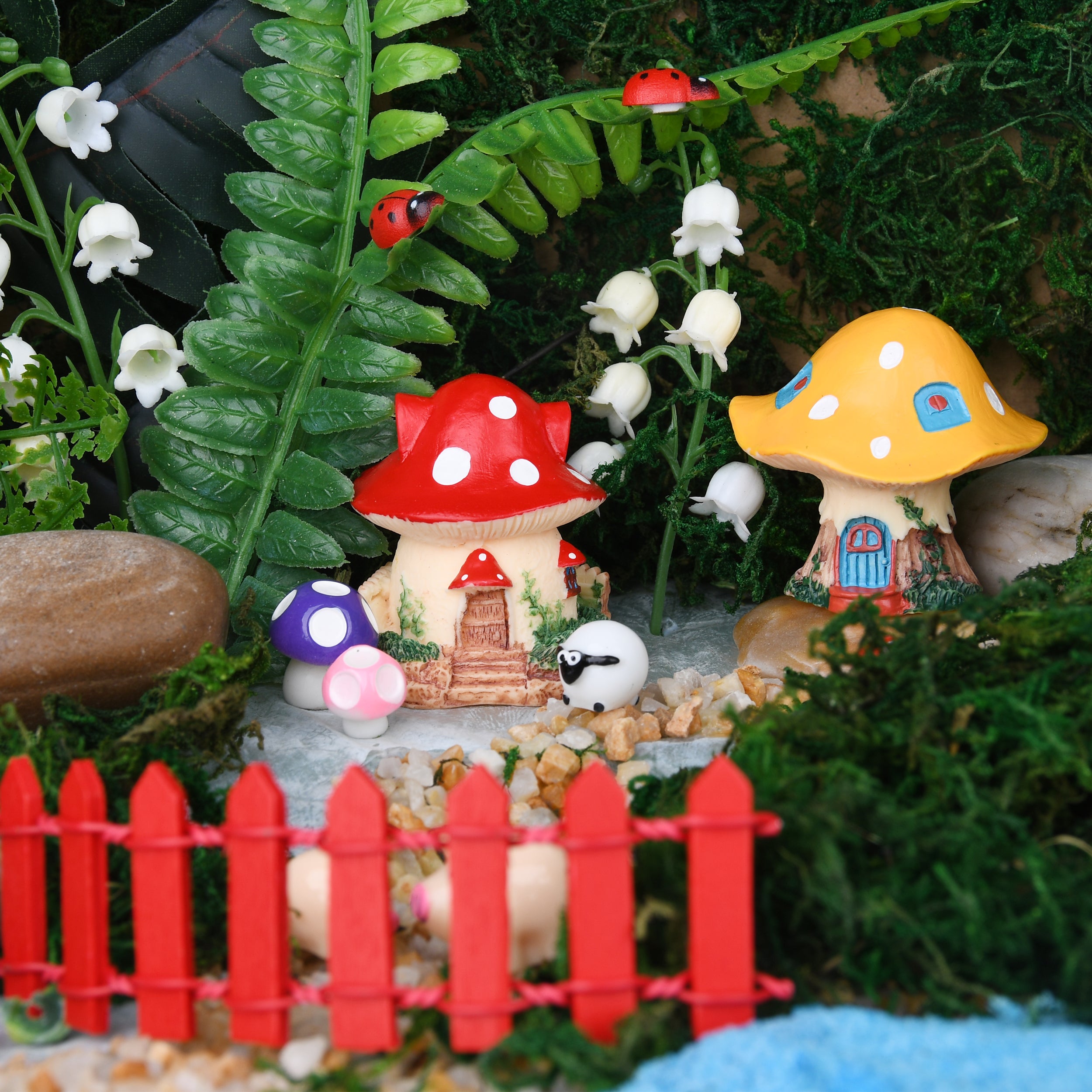 VAINECHAY 53pcs Miniature Fairy Garden Outdoor Accessories Ornament Statues Decoration Kit Home Decor Mini Resin Figurine Animal Chair Mushroom Houses Gift