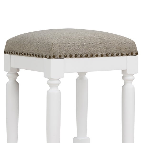 Findley White Counter Stool with Taupe Upholstered Seat by Greyson Living