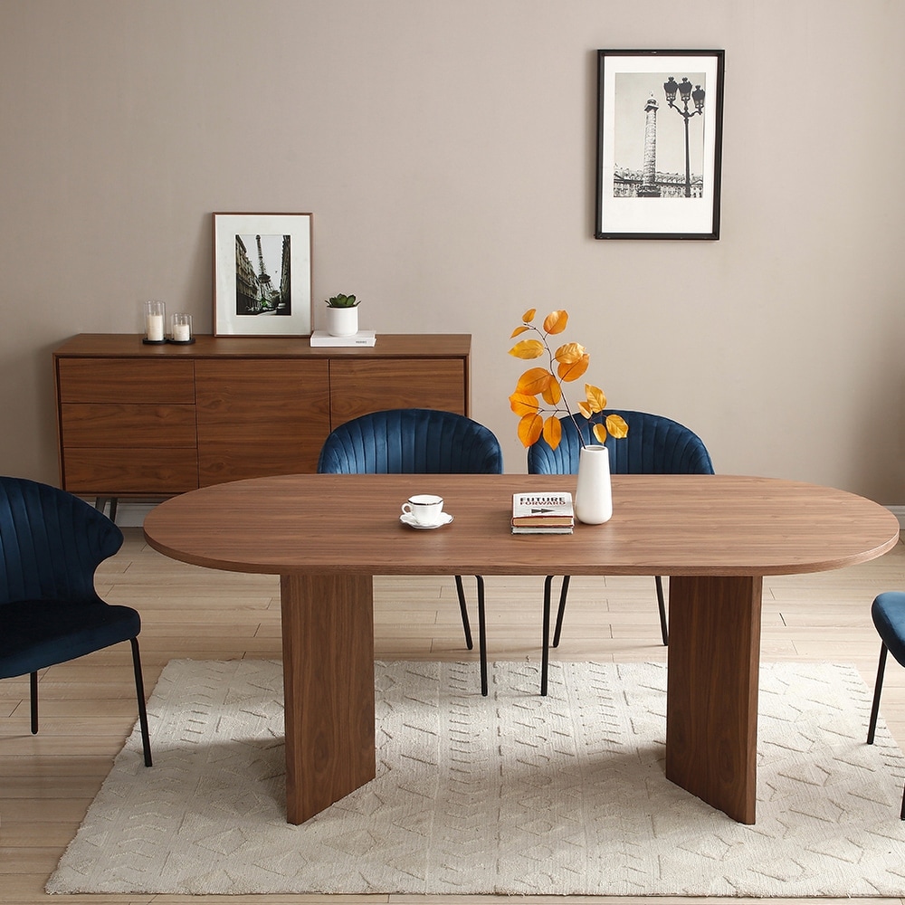 Oval 78in Walnut Kitchen Wood Dining Table for Dining Room