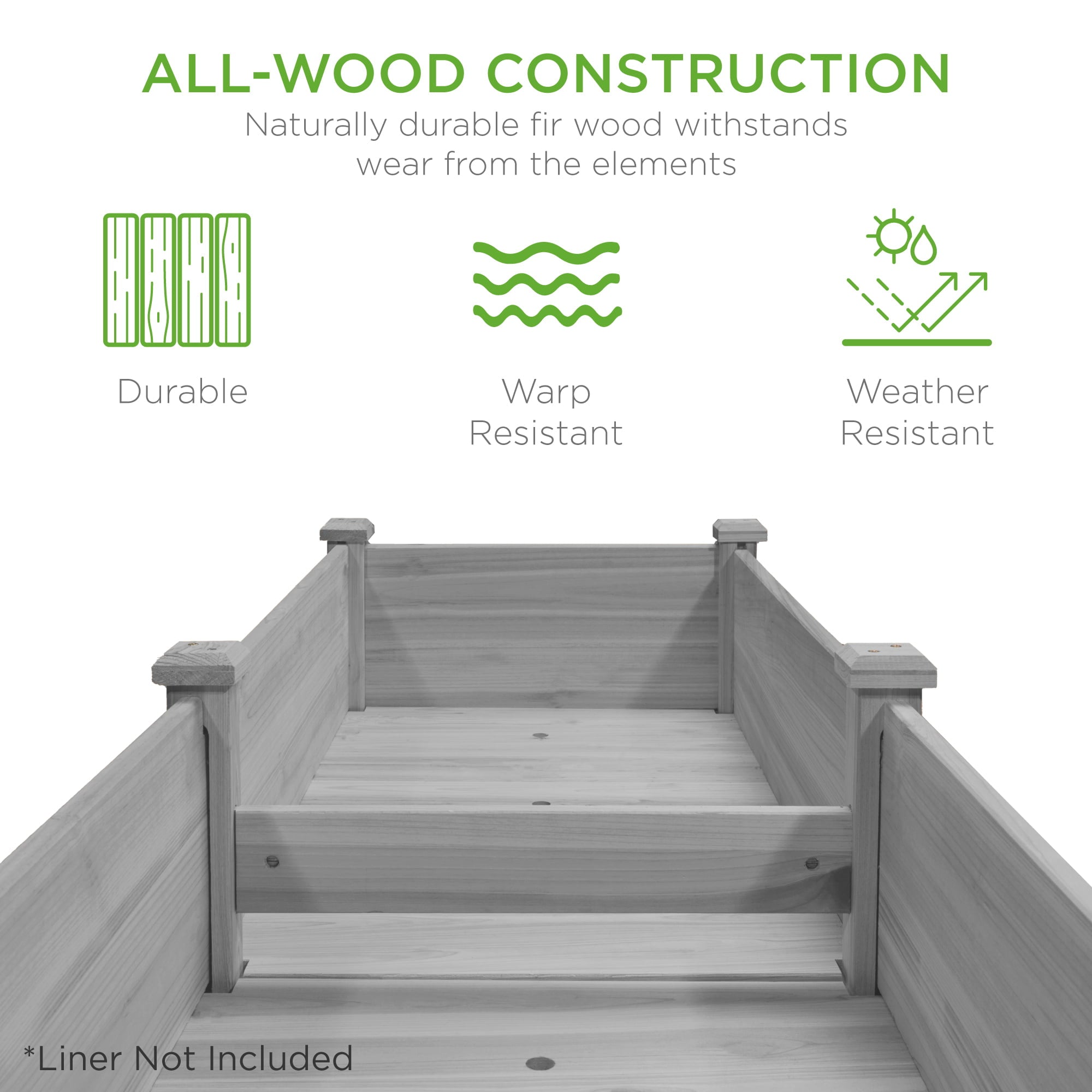 Best Choice Products 72x23x30in Raised Garden Bed, Elevated Wood Planter Box for Patio w/ Divider Panel - Gray