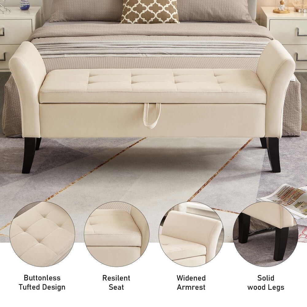 AUKFA Armed Storage Bench for Bedroom Entryway Living Room