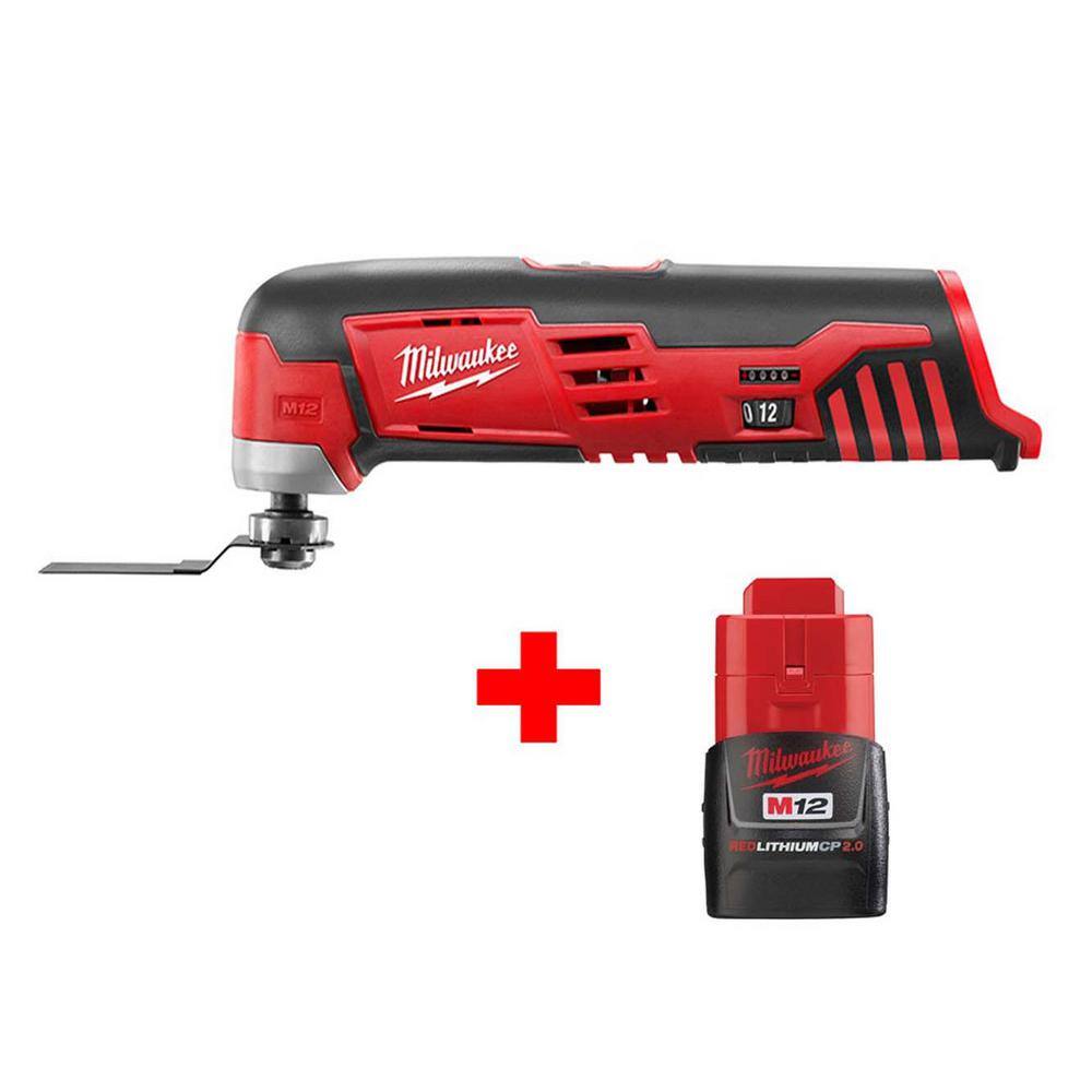 MW M12 12-Volt Lithium-Ion Cordless Oscillating Multi-Tool with  M12 2.0Ah Battery 2426-20-48-11-2420