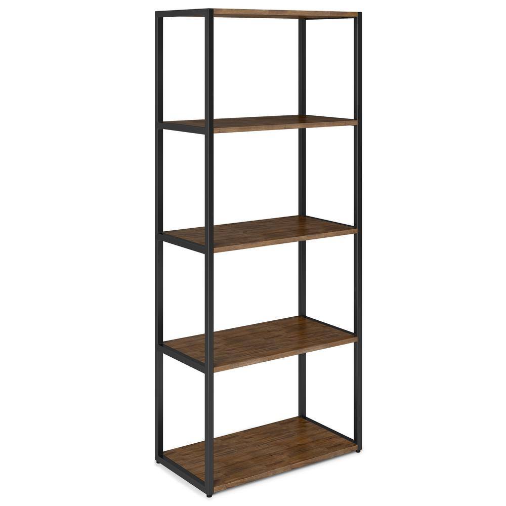 Simpli Home Ralston Solid Acacia Wood Modern Industrial 30 in. Wide Bookcase in Rustic Natural Aged Brown AXCRAL09-RNAB