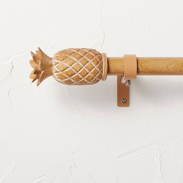 Pineapple Faux Wood Curtain Rod Natural Wood Designed With Jungalow