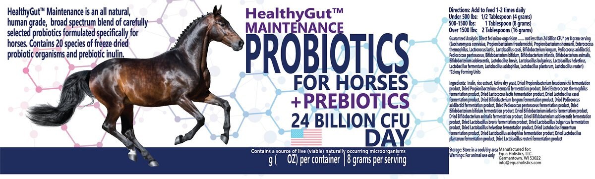 Equa Holistics HealthyGut Maintenance Probiotics Powder Horse Supplement