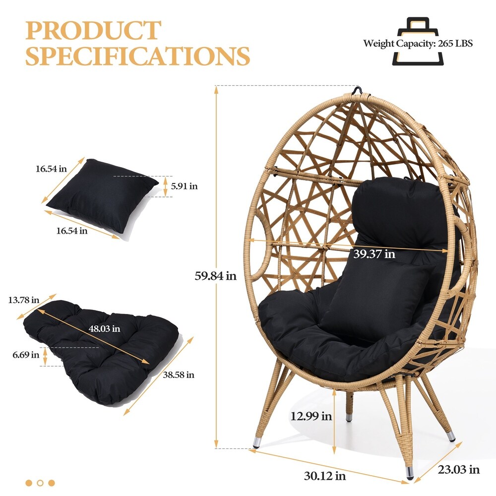 Patio Wicker Basket Egg Chair with Cushion