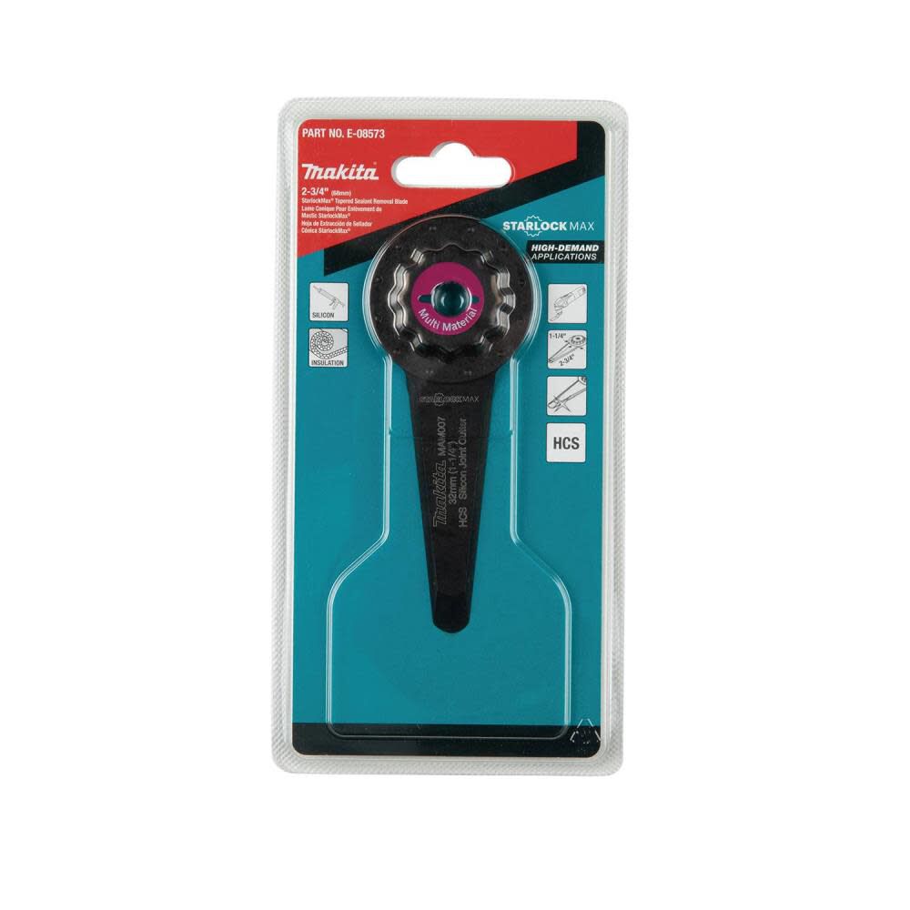 Makita StarlockMax Oscillating Multi Tool High Carbon Steel Tapered Sealant Removal and Joint Cutter Blade E-08573 from Makita