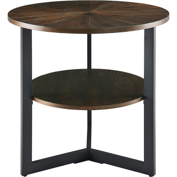 Round Large End Table with Storage Shelf - 25'2