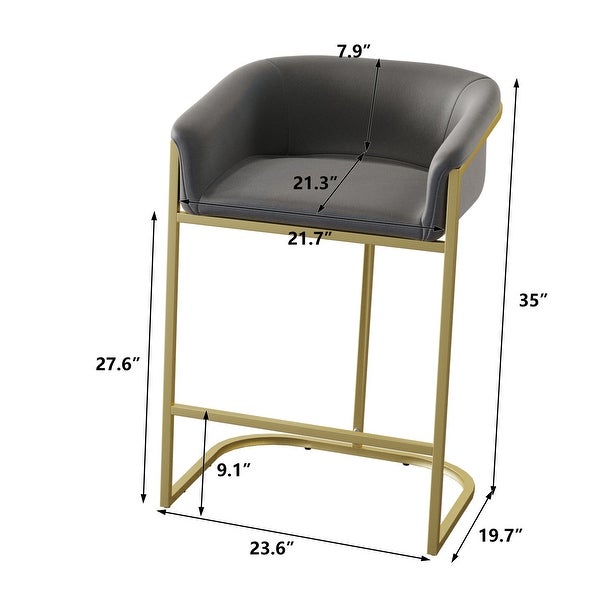 Modern Bar Stools Dining Chairs with Gold Frame， Set of 4