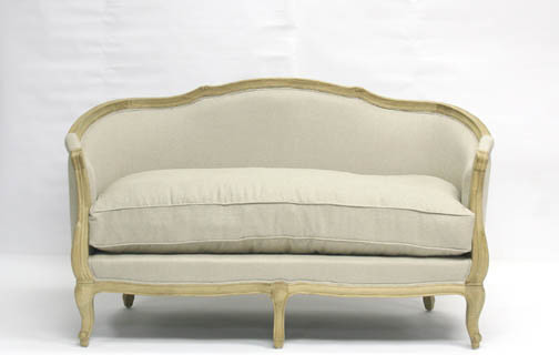 Maison Settee  Natural Linen   French Country   Loveseats   by HedgeApple  Houzz