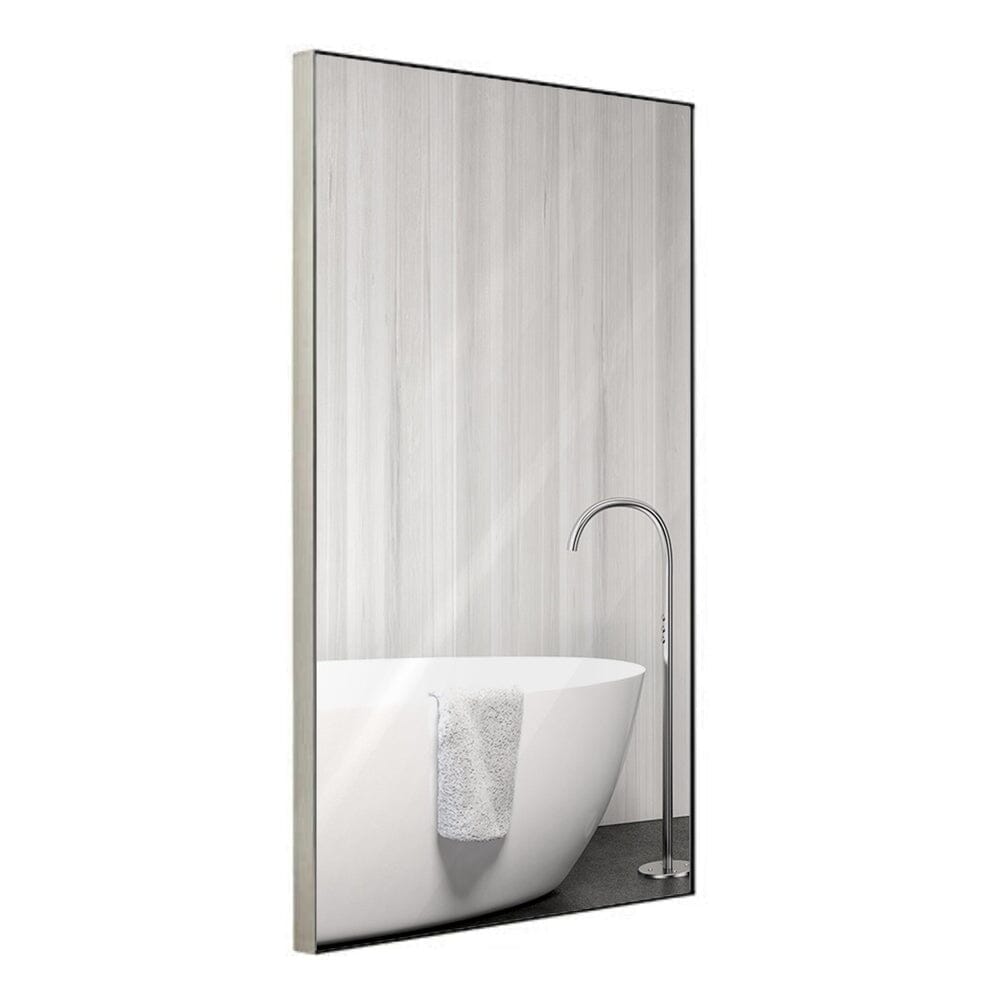 Contemporary Brushed Metal Wall Mirror  (24