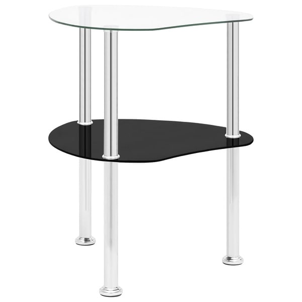 2-Tier Side Table Transparent and Black 15