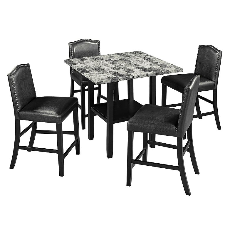 Merax 5 Piece Dining Set with Matching Chairs and Bottom Shelf for Dining Room