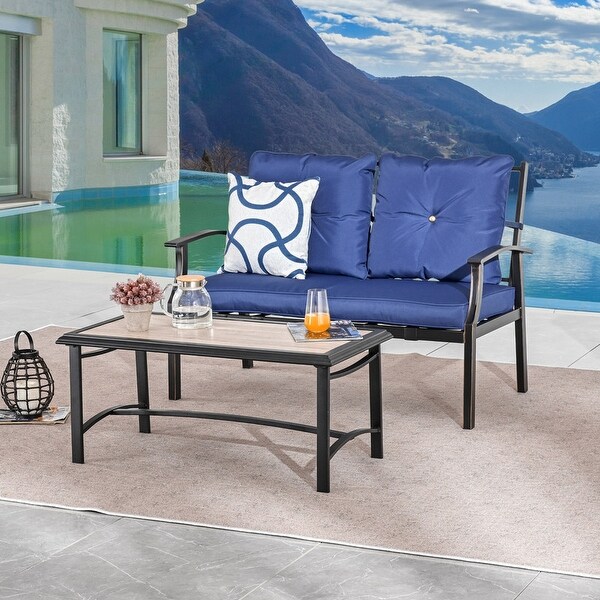 Y23 Patio Festival Outdoor Metal Seating Group with Cushions - Overstock - 37099228