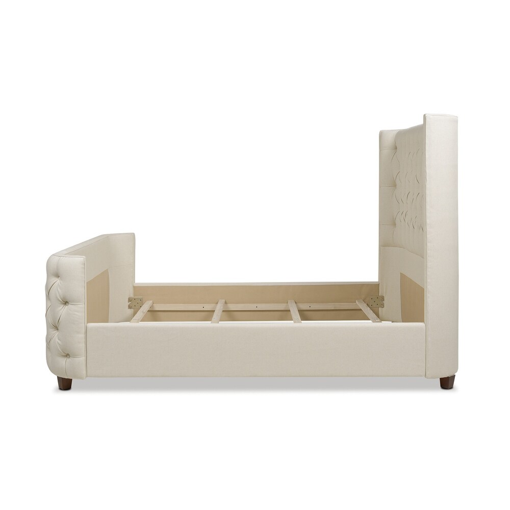 Chateau Linen Upholstered Tufted Shelter Panel Bed