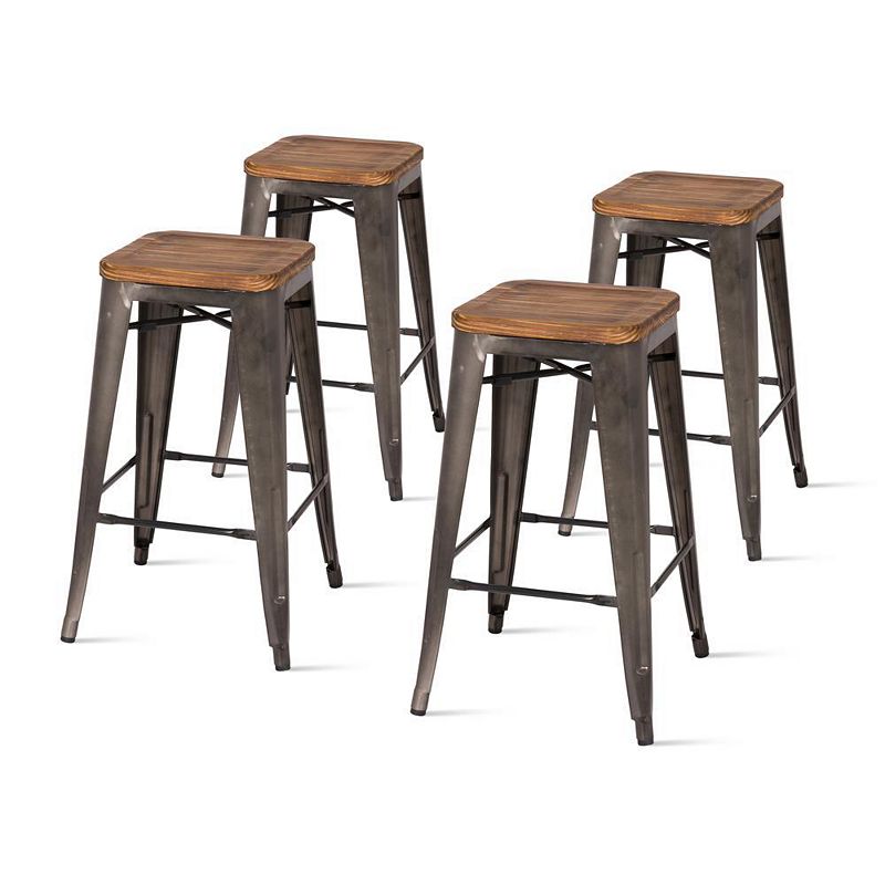 New Pacific Direct Metropolis Backless Counter Stool， Set of 4