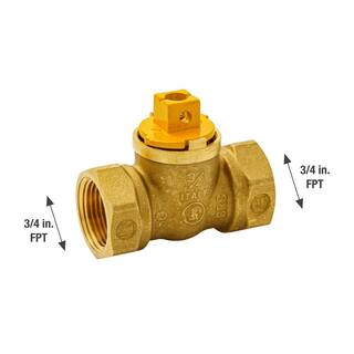 Everbilt 34 in. Brass FlatSquare Head-Handle FPT Body Gas Ball Valve (1-Piece) 113-524EB