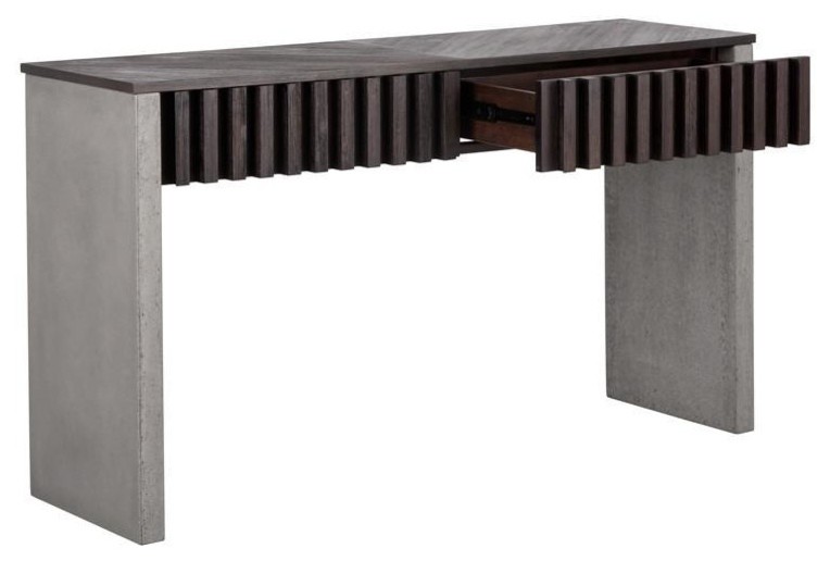 Halford Concrete and Wood Console Table   Industrial   Console Tables   by Rustic Edge  Houzz