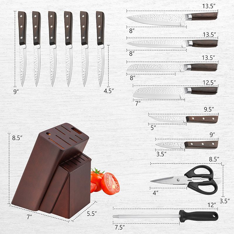 Stainless Steel Knife Block Set with Ergonomic Handle