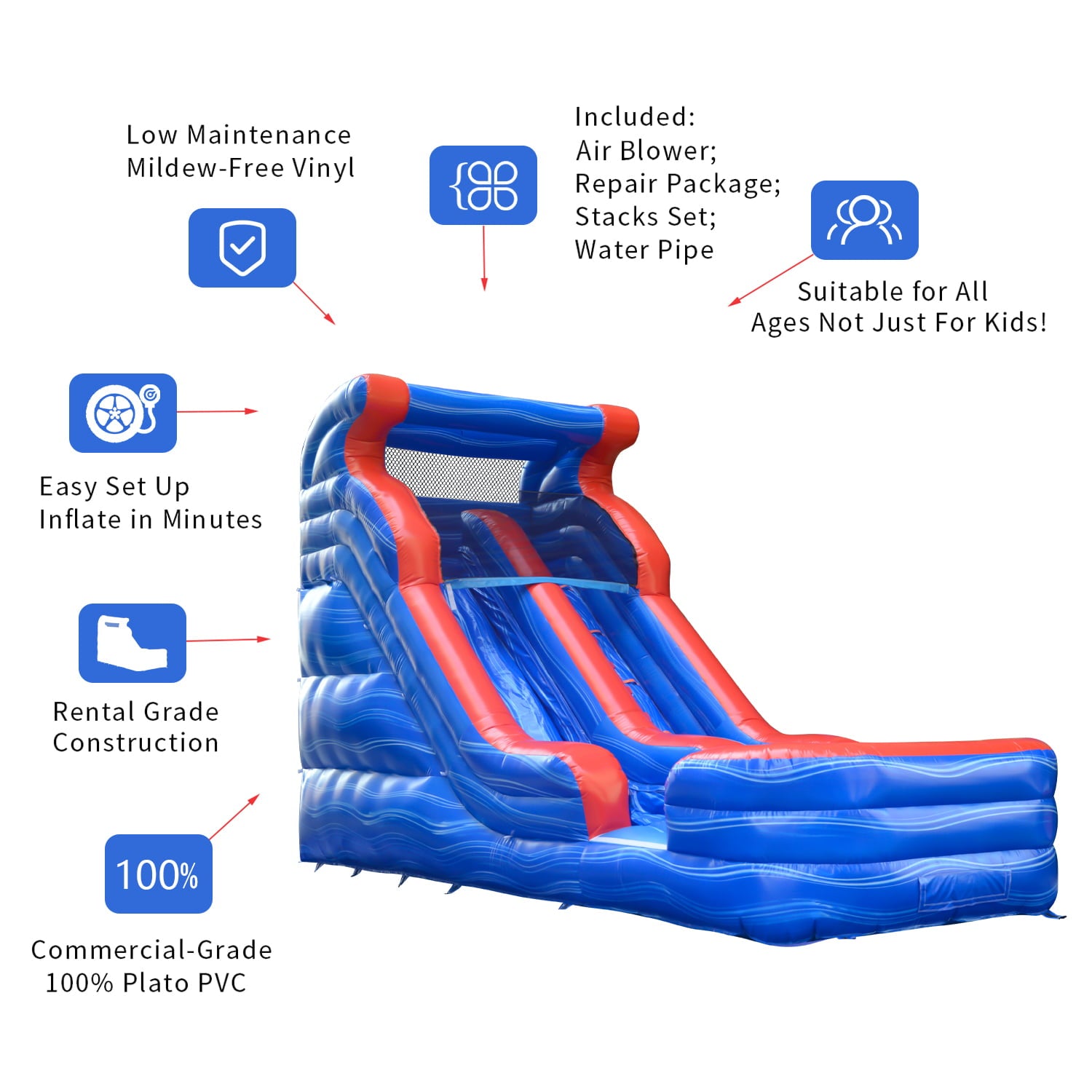 GOOSH 10' x 26' Inflatable Water Slide with Air Blower