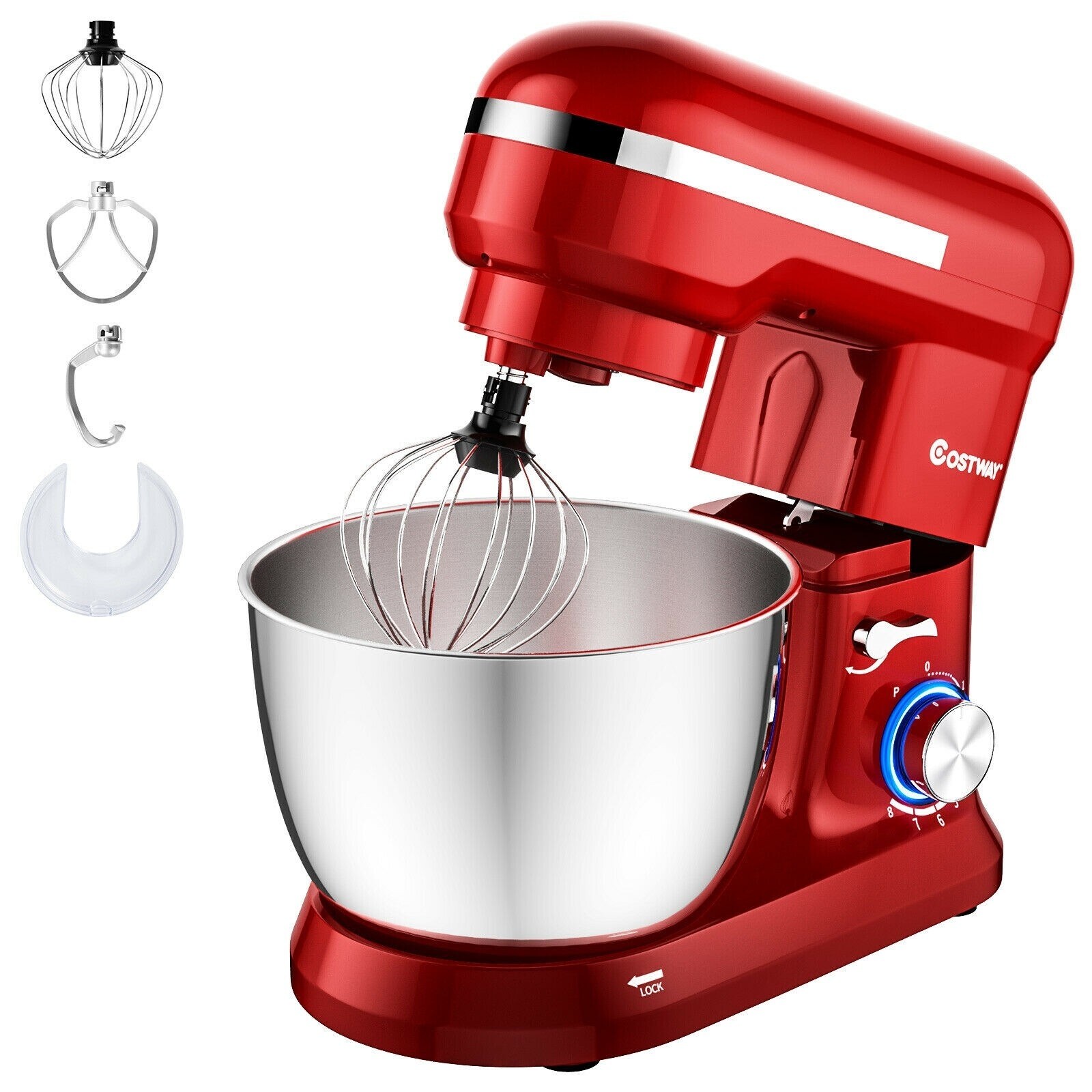 4.8 Qt 8-speed Electric Food Mixer with Dough Hook Beater - 13.5