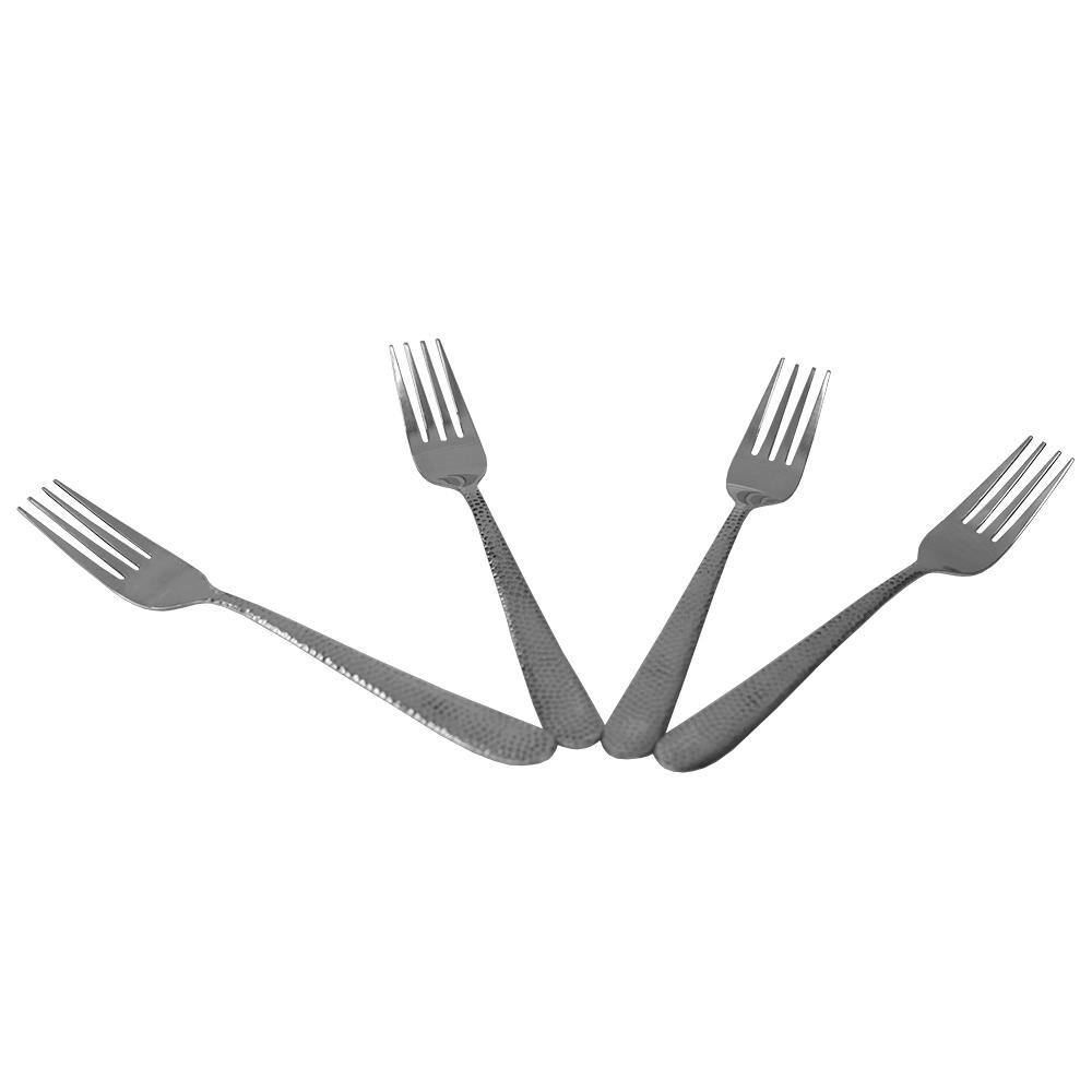 Home Basics Hammered Finish Silver 180 Stainless Steel Dinner Fork Set (Set of 4) HDC64672