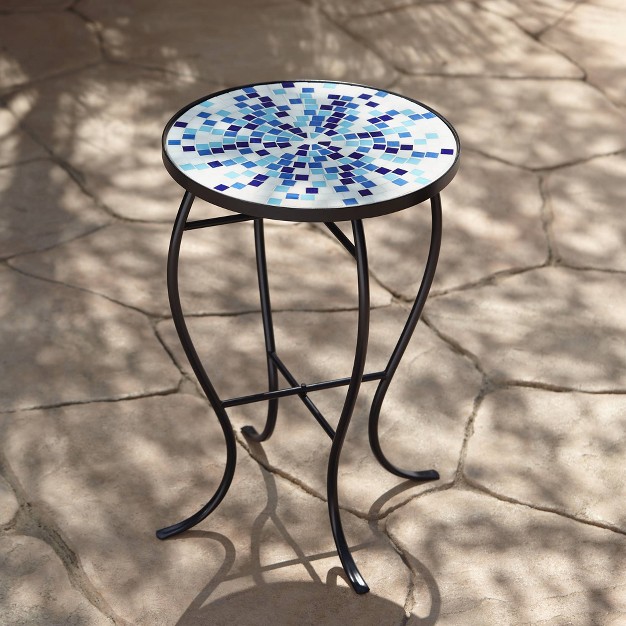 Wide Multi Blue Mosaic Tabletop For Front Porch Patio House Balcony